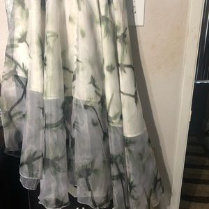 Beautiful Asymmetrical White and Green Skirt